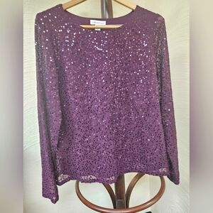 NWT Coldwater Creek Plum with Sequins Blouse (S)